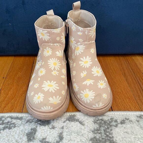Cat & Jack Tan Floral Kids Boots size 11 - Picture 3 of 7